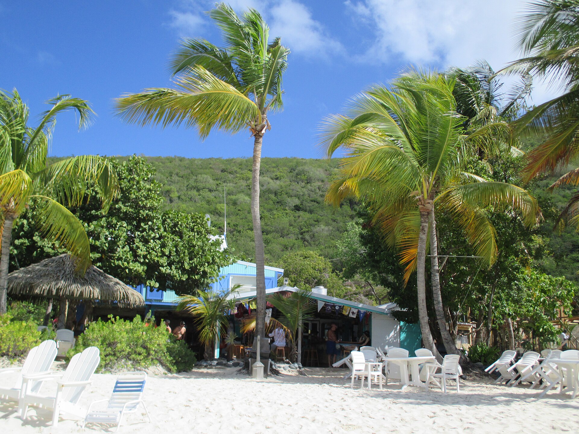 Beach bar at sunset on White Bay, Jost Van Dyke