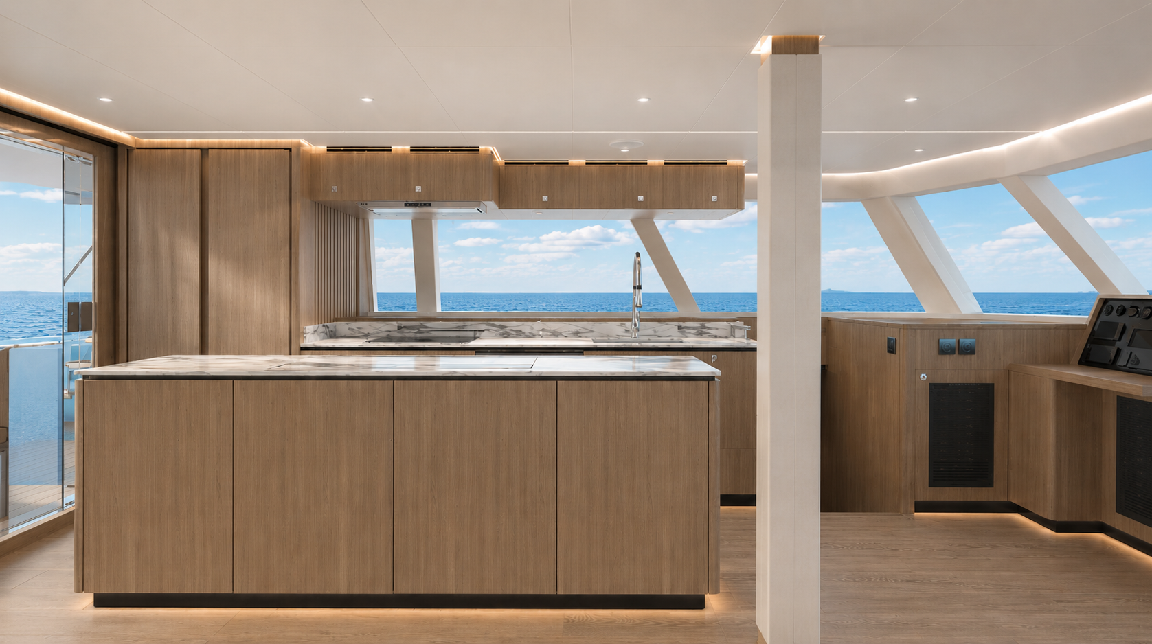 Galley, port side